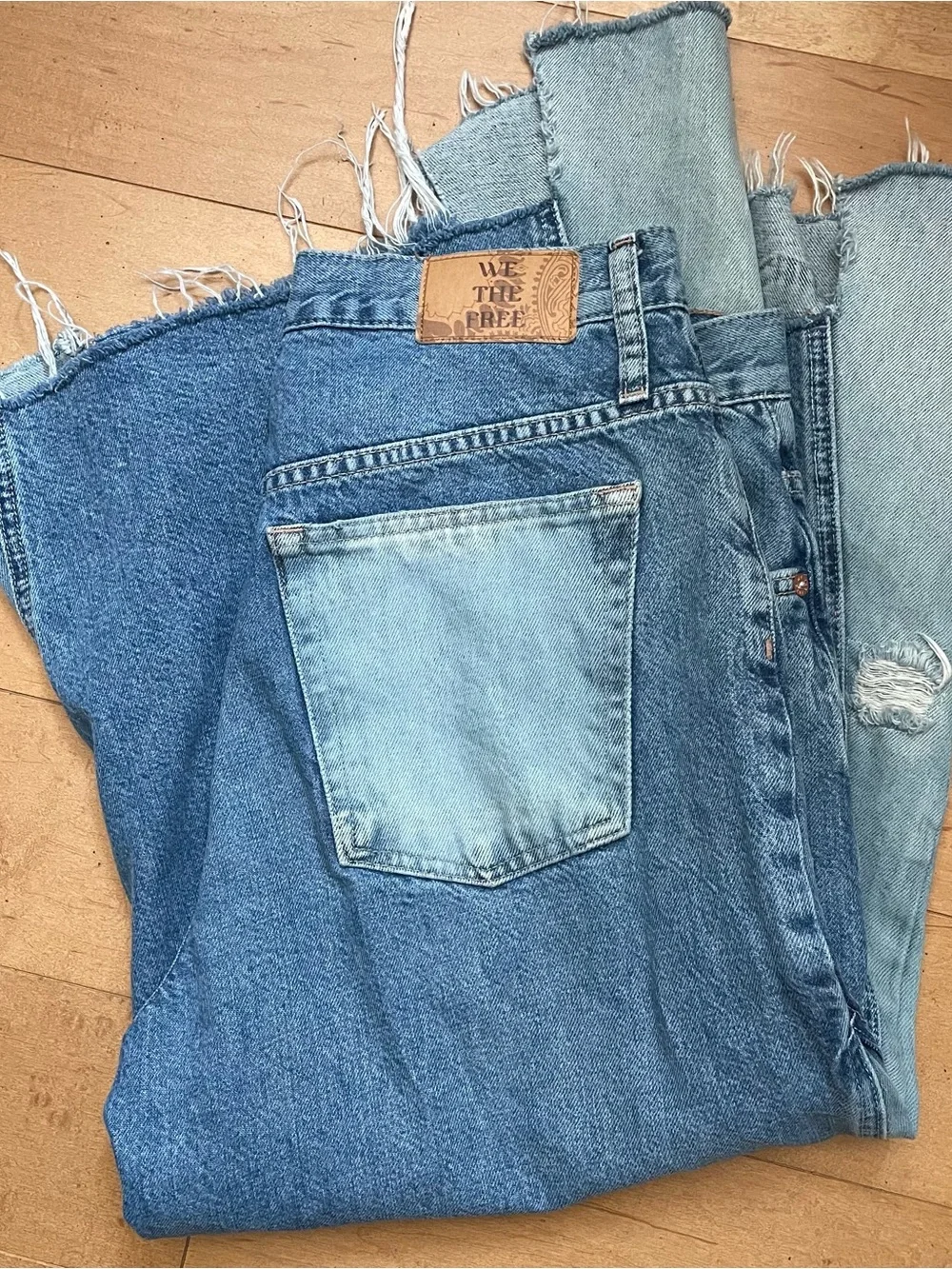 Free People Ripple Patchwork Wide-Leg Cropped Jeans, Sz 29
